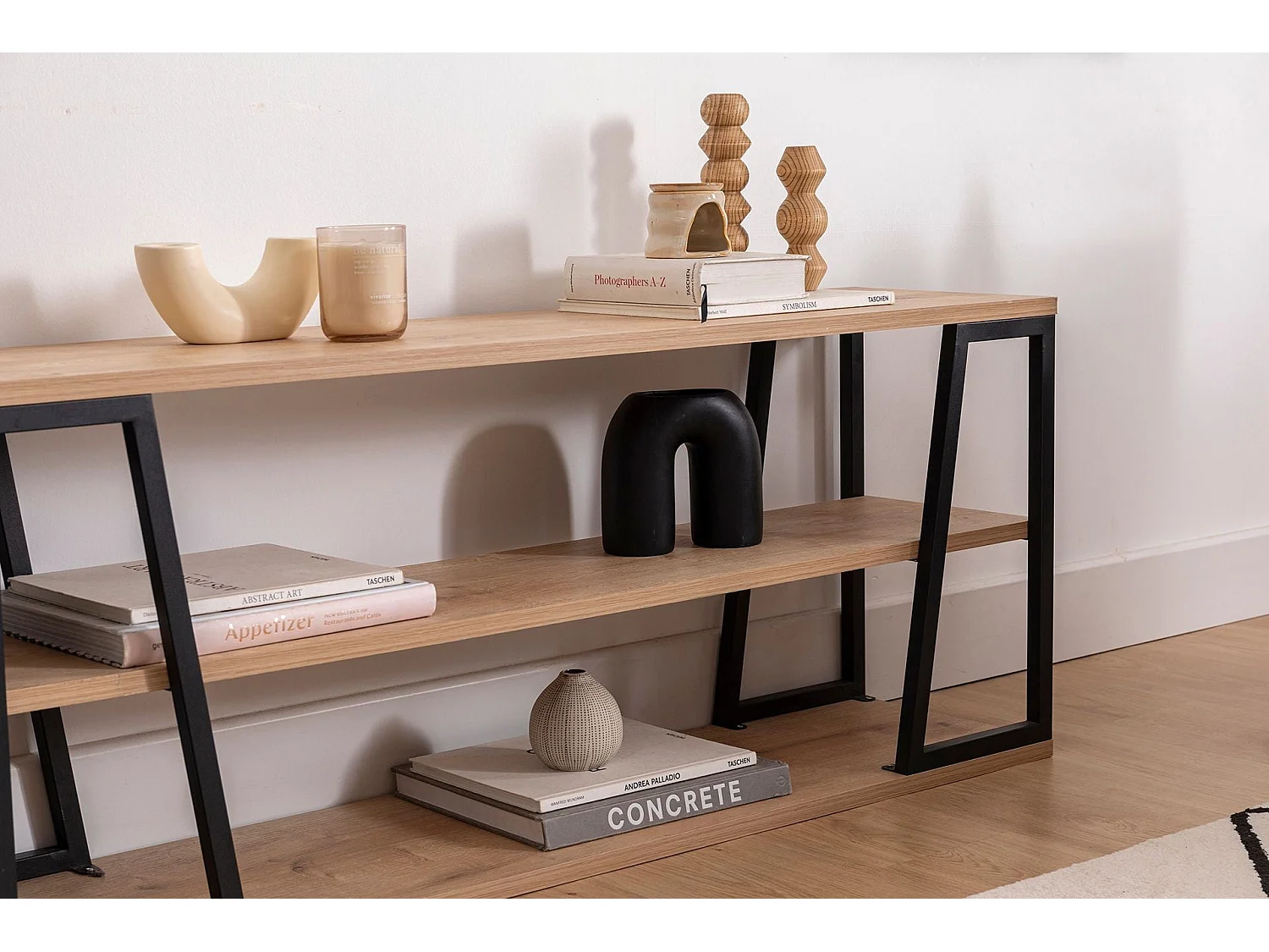 TV-Ständer – 160 cm x 30 cm x 48,6 cm – Schwarz und Saphir – Melaminbeschichtete Spanplatte