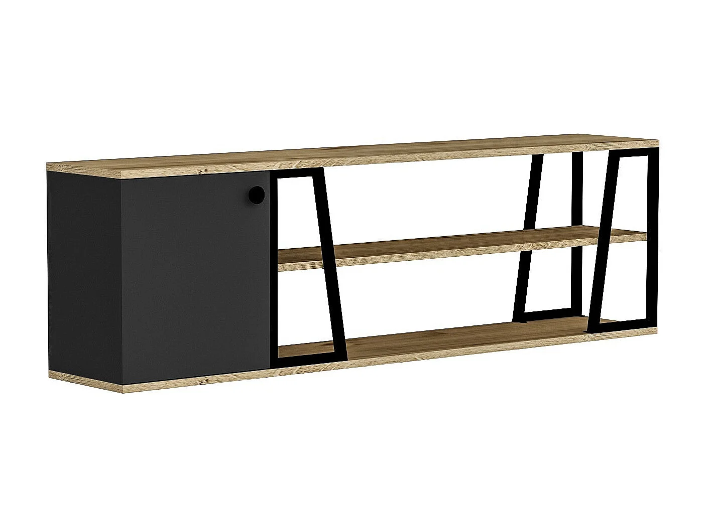 TV-Ständer – 160 cm x 30 cm x 48,6 cm – Schwarz und Saphir – Melaminbeschichtete Spanplatte