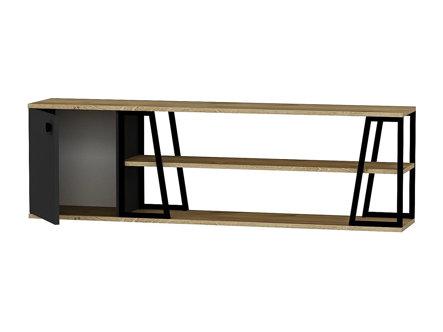 TV-Ständer – 160 cm x 30 cm x 48,6 cm – Schwarz und Saphir – Melaminbeschichtete Spanplatte