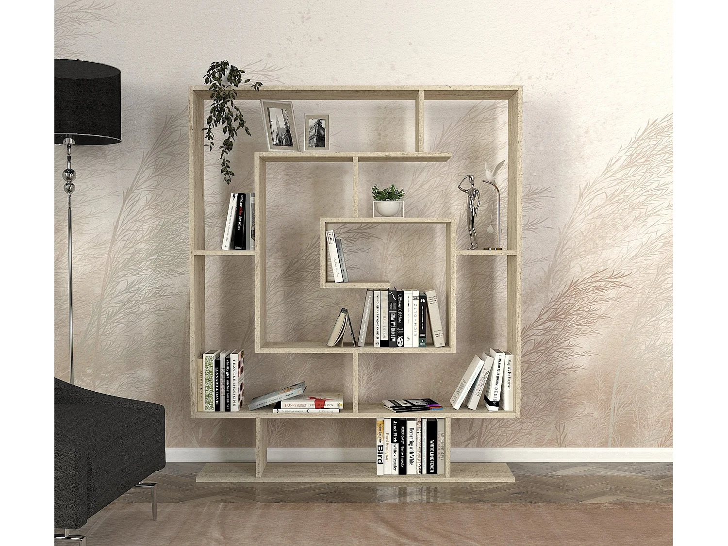 Möbelregal – 124,8 x 149,4 x 22 cm – Travertin – Melamin