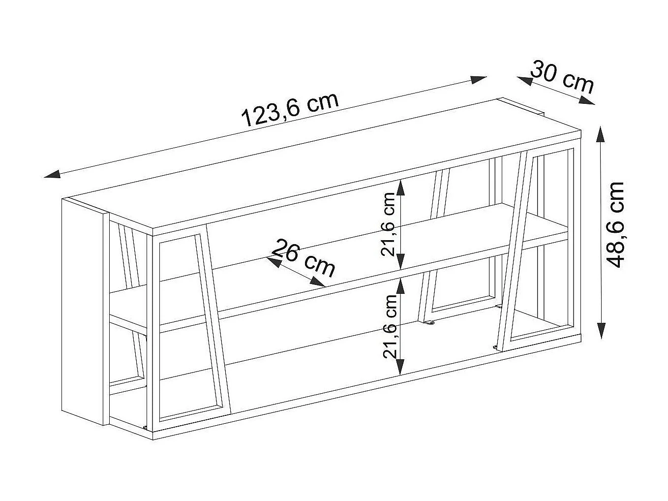 Meuble TV – 123,6 cm x 30 cm x 48,6 cm – Saphir et blanc – Métal et panneaux de particules