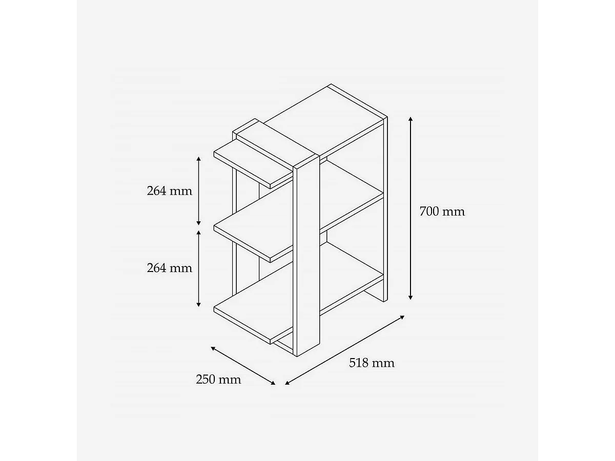 Skandinavisches Regal – 51,8 x 70 x 25 cm – Eiche und Anthrazit – 100 % melaminbeschichtete Spanplatte