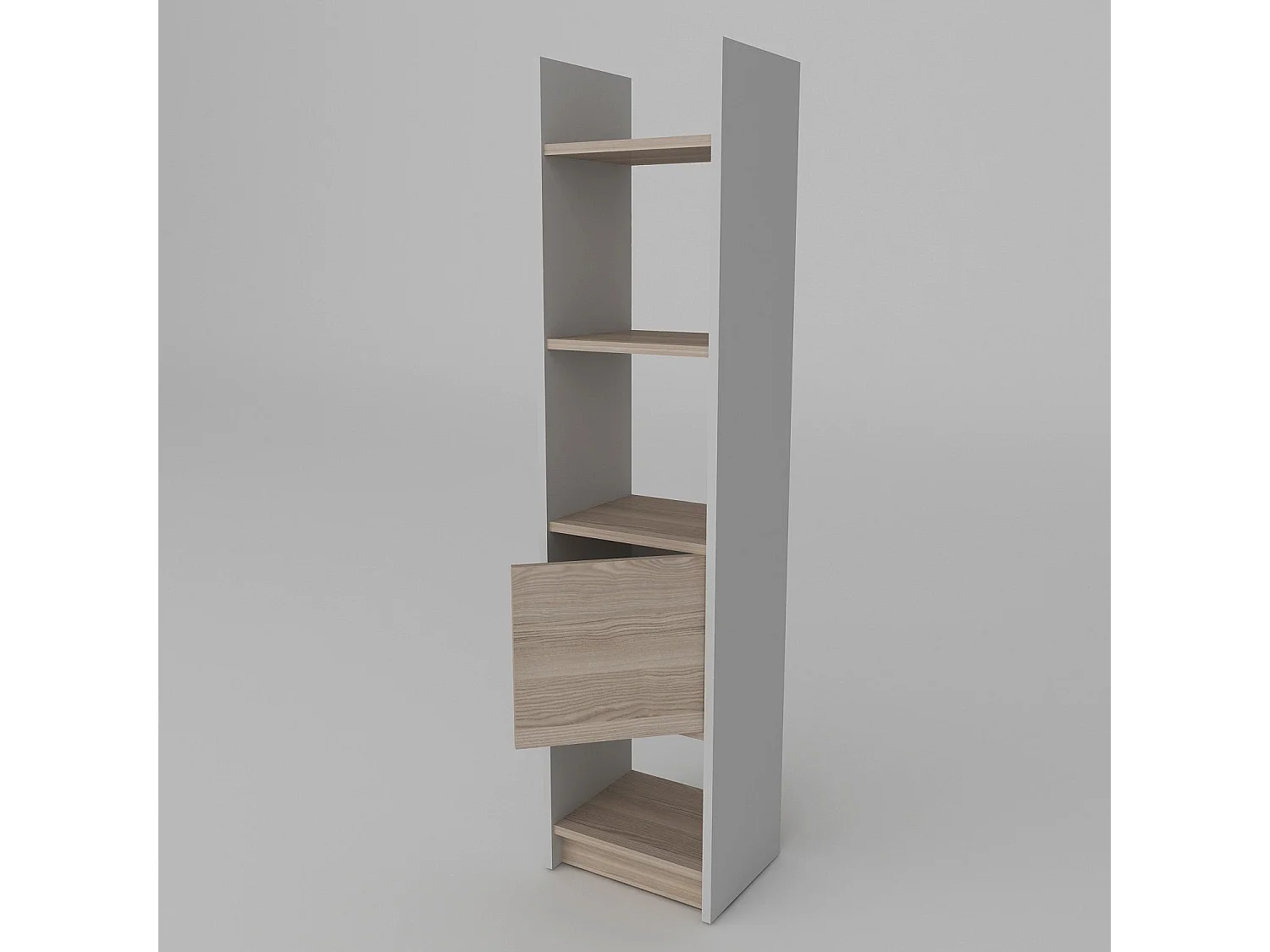 Półka w stylu skandynawskim, wysokość 150 cm, kolor biały i kordoba, płyta wiórowa