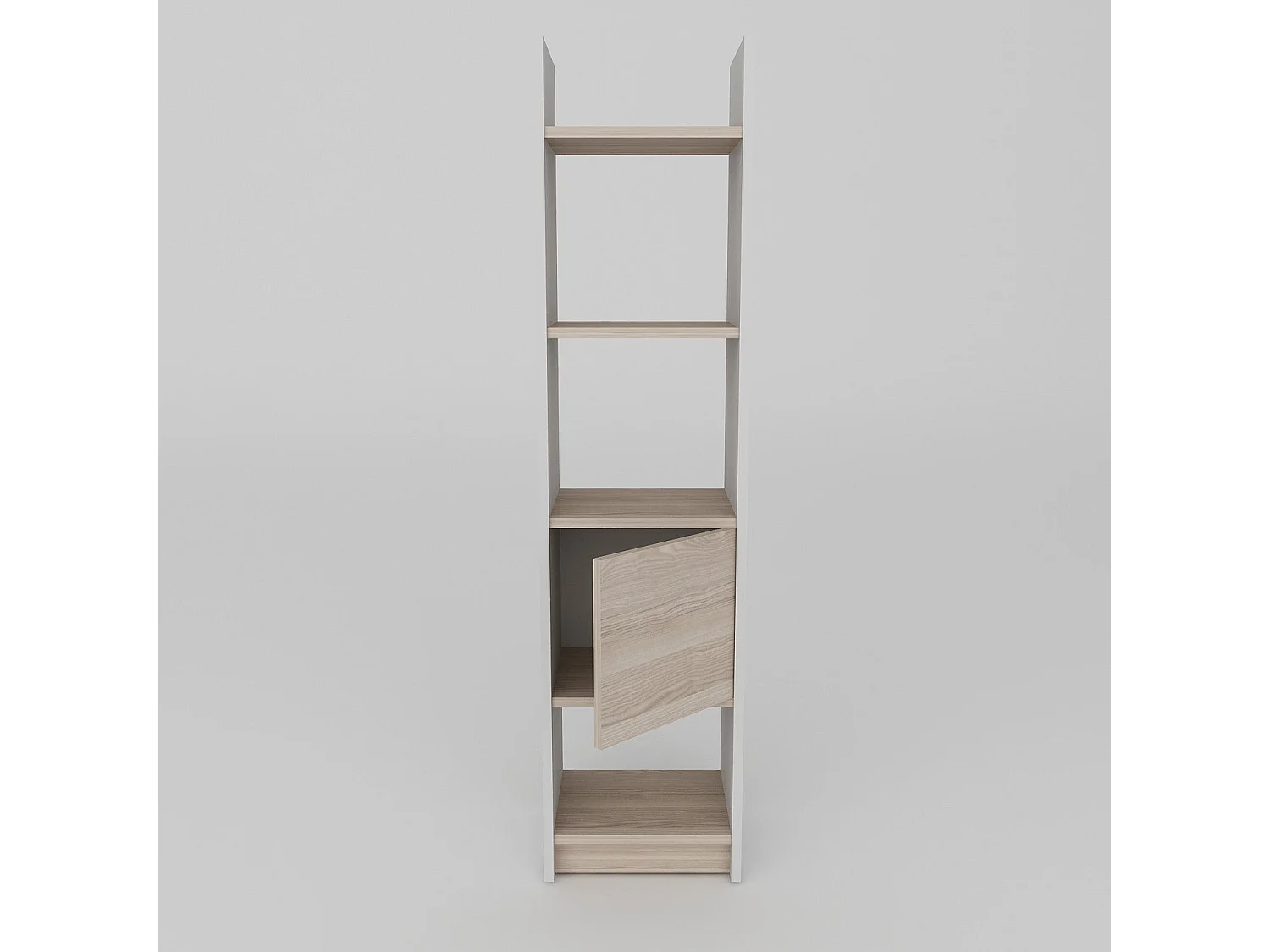 Półka w stylu skandynawskim, wysokość 150 cm, kolor biały i kordoba, płyta wiórowa