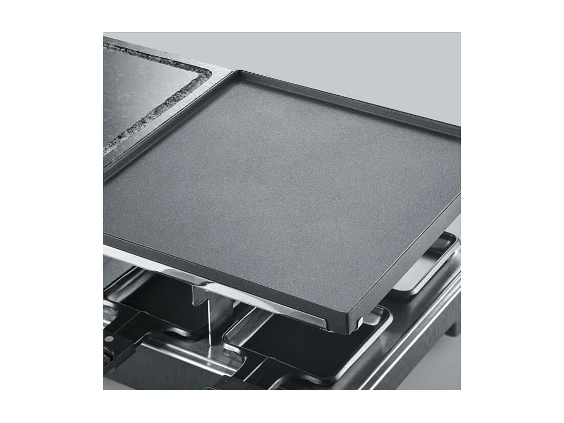 Raclette Gril - 8 personnes - Pierre de cuisson et Plaque réversible antiadhésive - Thermostat réglable