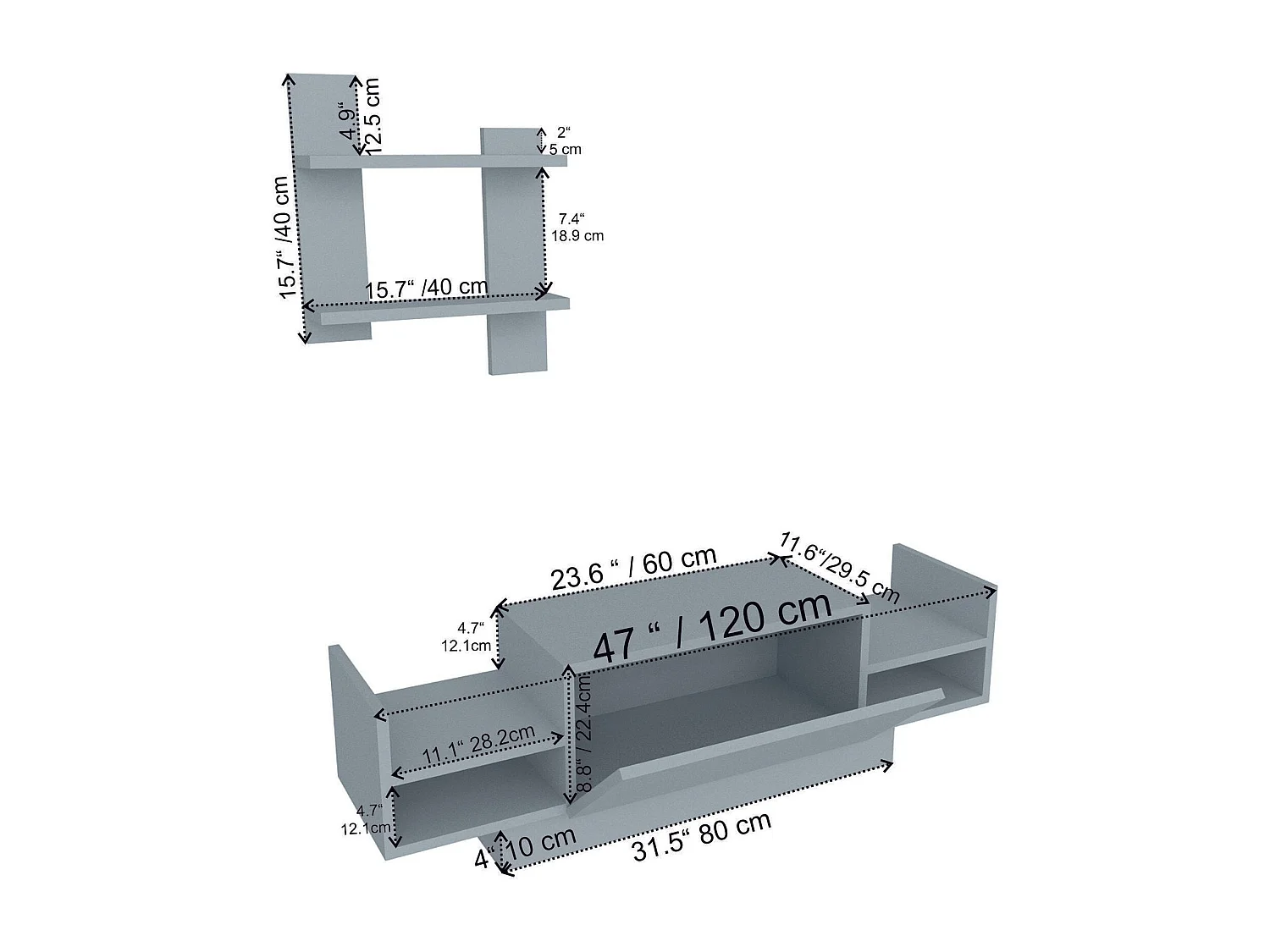 Mobile TV moderno – 120 cm – Bianco – Pannello truciolare rivestito in melaminico