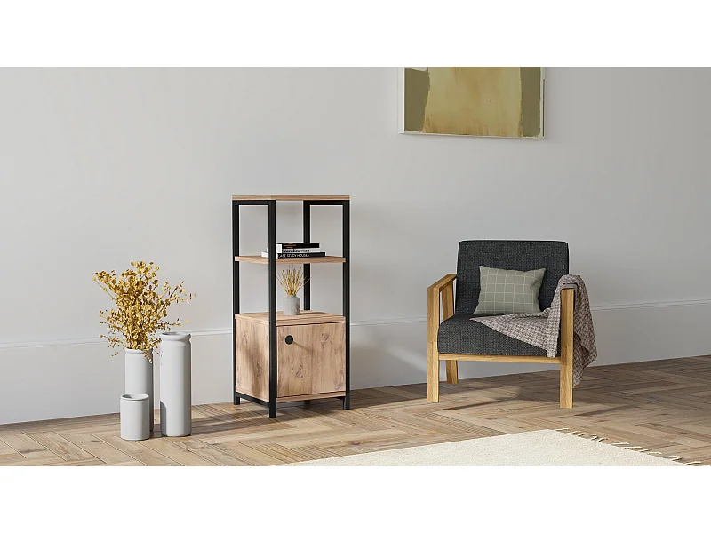 Étagère industrielle – 35,5 x 81,9 x 35,5 cm – Pin Atlantique – Panneaux de particules et métal