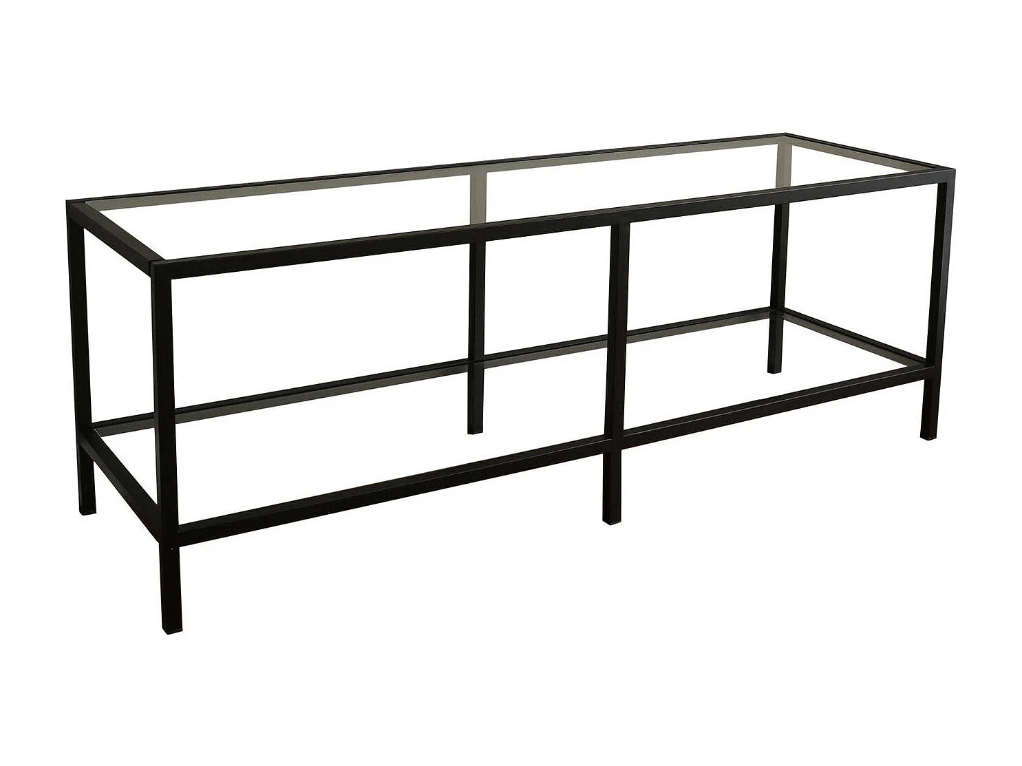 Meuble TV moderne 100 % verre trempé et structure en métal, noir mat, 130 x 45 x 40 cm | Fixation murale, plusieurs étagères, design industriel