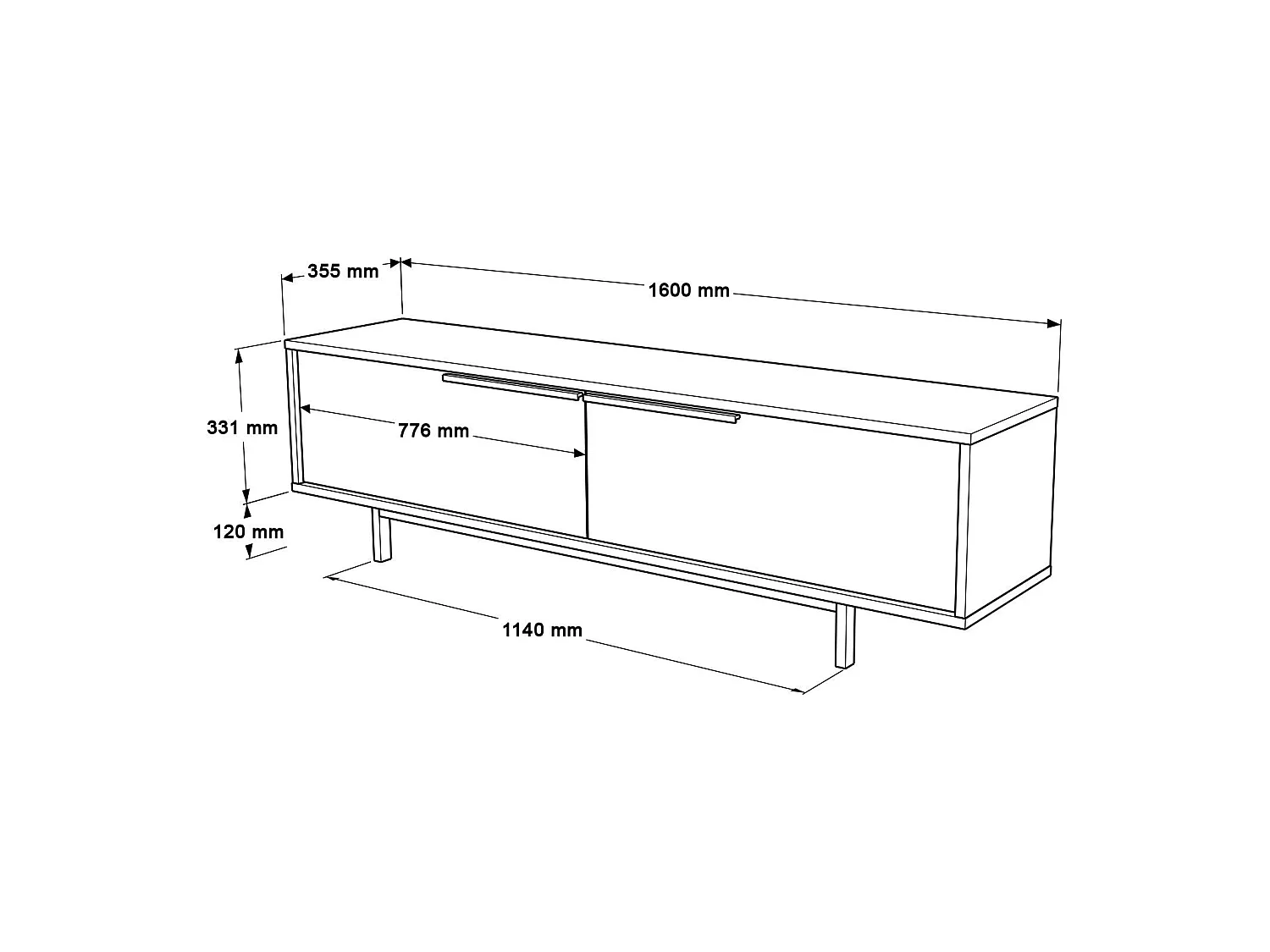 TV-Ständer – 160 cm – Weiß – Spanplatte