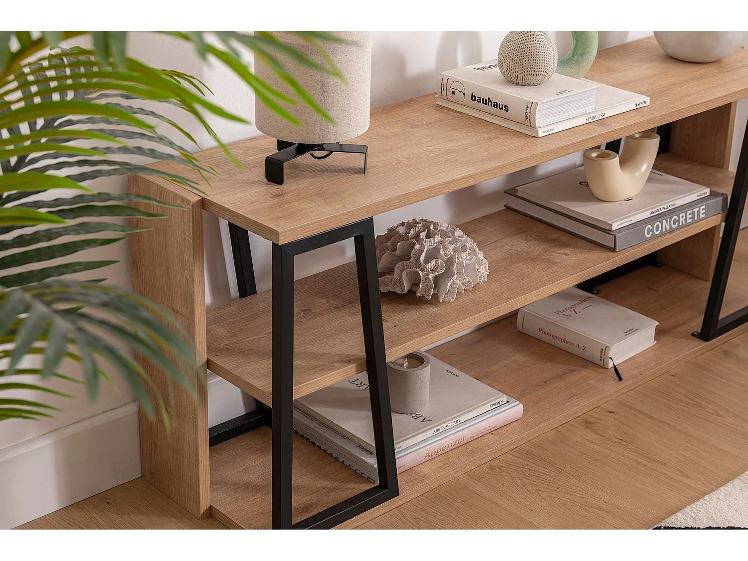 TV-Ständer – 123,6 cm x 30 cm x 48,6 cm – Schwarz und Saphir – Spanplatte