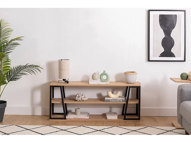 TV-Ständer – 123,6 cm x 30 cm x 48,6 cm – Schwarz und Saphir – Spanplatte