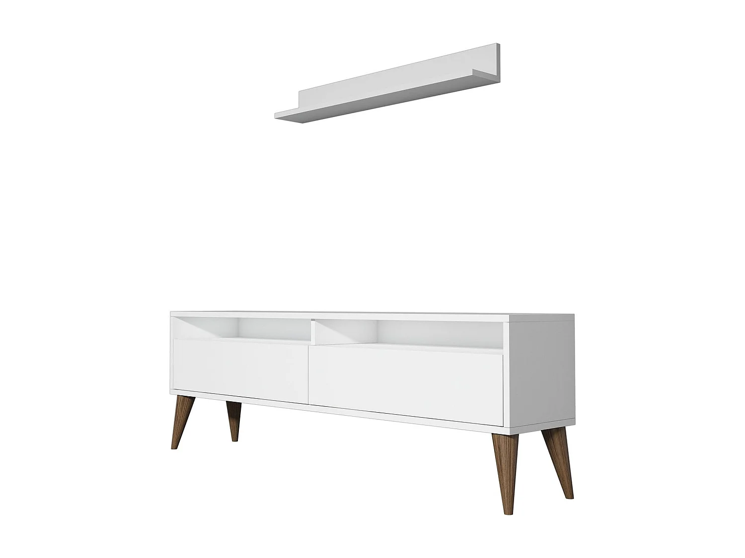 Meuble TV moderne – 150 cm x 50 cm x 30 cm – Blanc – Panneau de particules mélaminé