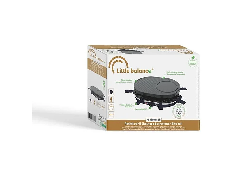 Appareil a raclette - LITTLE BALANCE - Multi cheese - 1200 W - 8 personnes - Grill / crepe amovible - Bleu nuit