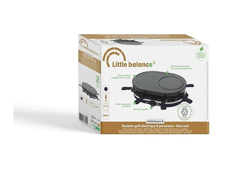 Appareil a raclette - LITTLE BALANCE - Multi cheese - 1200 W - 8 personnes - Grill / crepe amovible - Bleu nuit