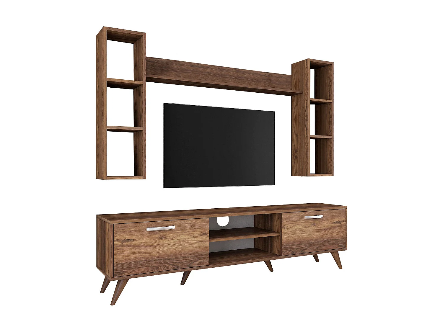 Nowoczesny stolik RTV – 180 cm – orzech – melamina