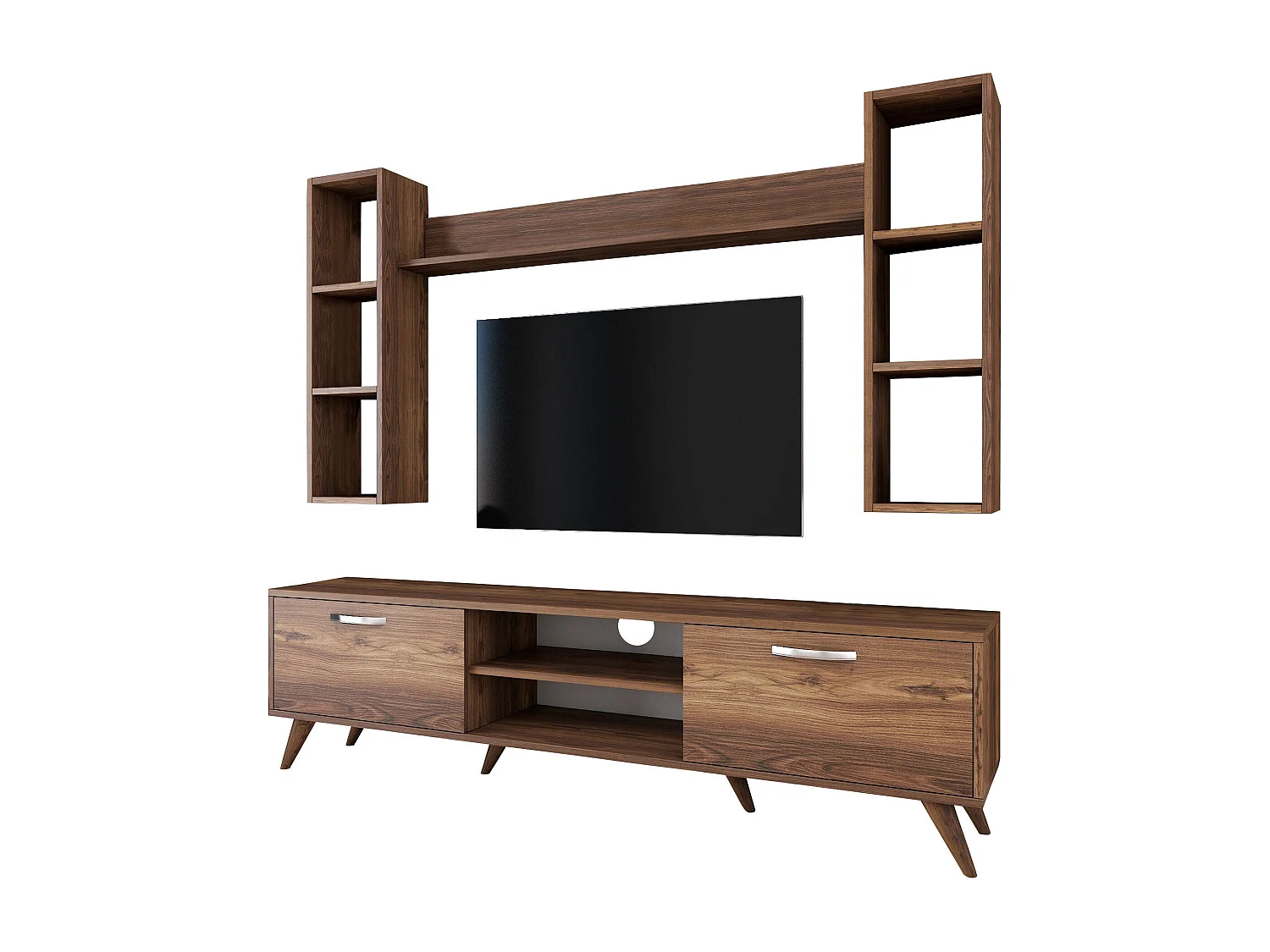 Nowoczesny stolik RTV – 180 cm – orzech – melamina
