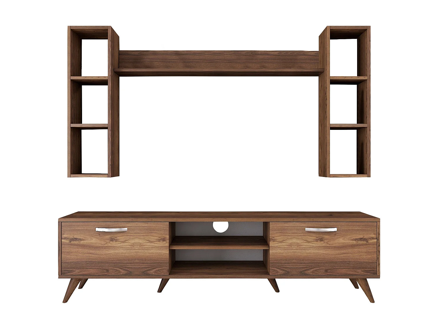 Nowoczesny stolik RTV – 180 cm – orzech – melamina