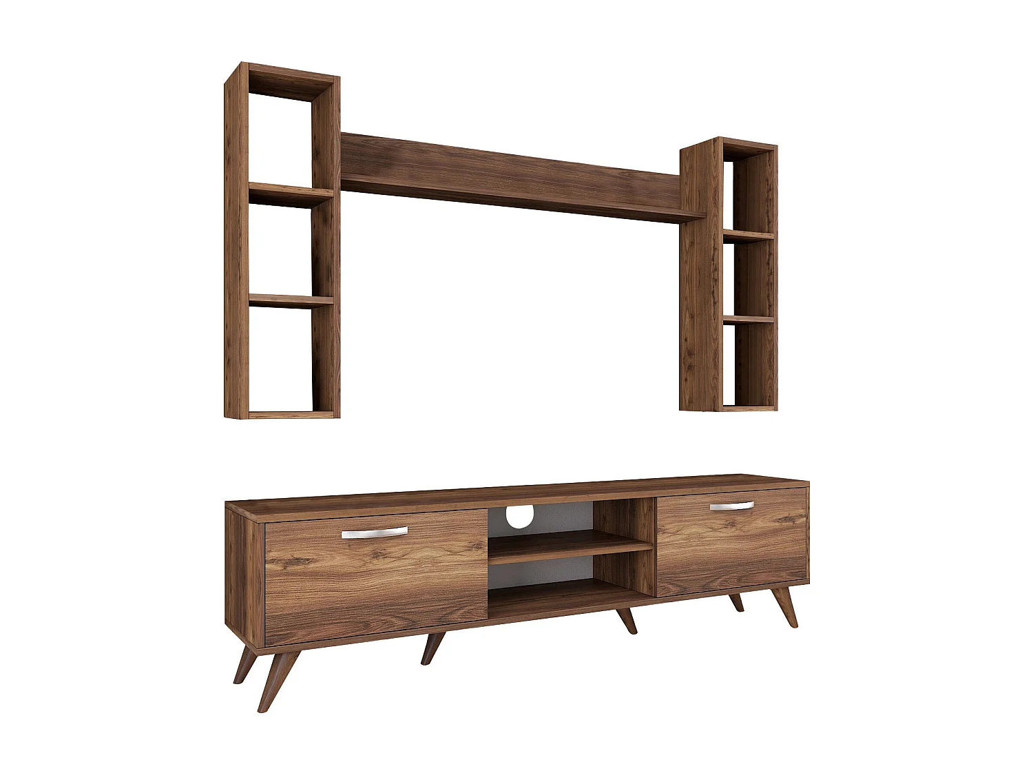 Nowoczesny stolik RTV – 180 cm – orzech – melamina