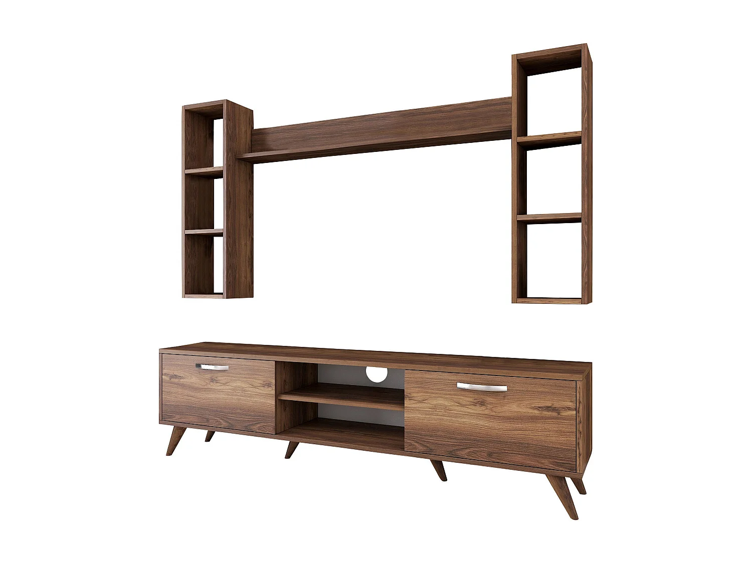 Nowoczesny stolik RTV – 180 cm – orzech – melamina