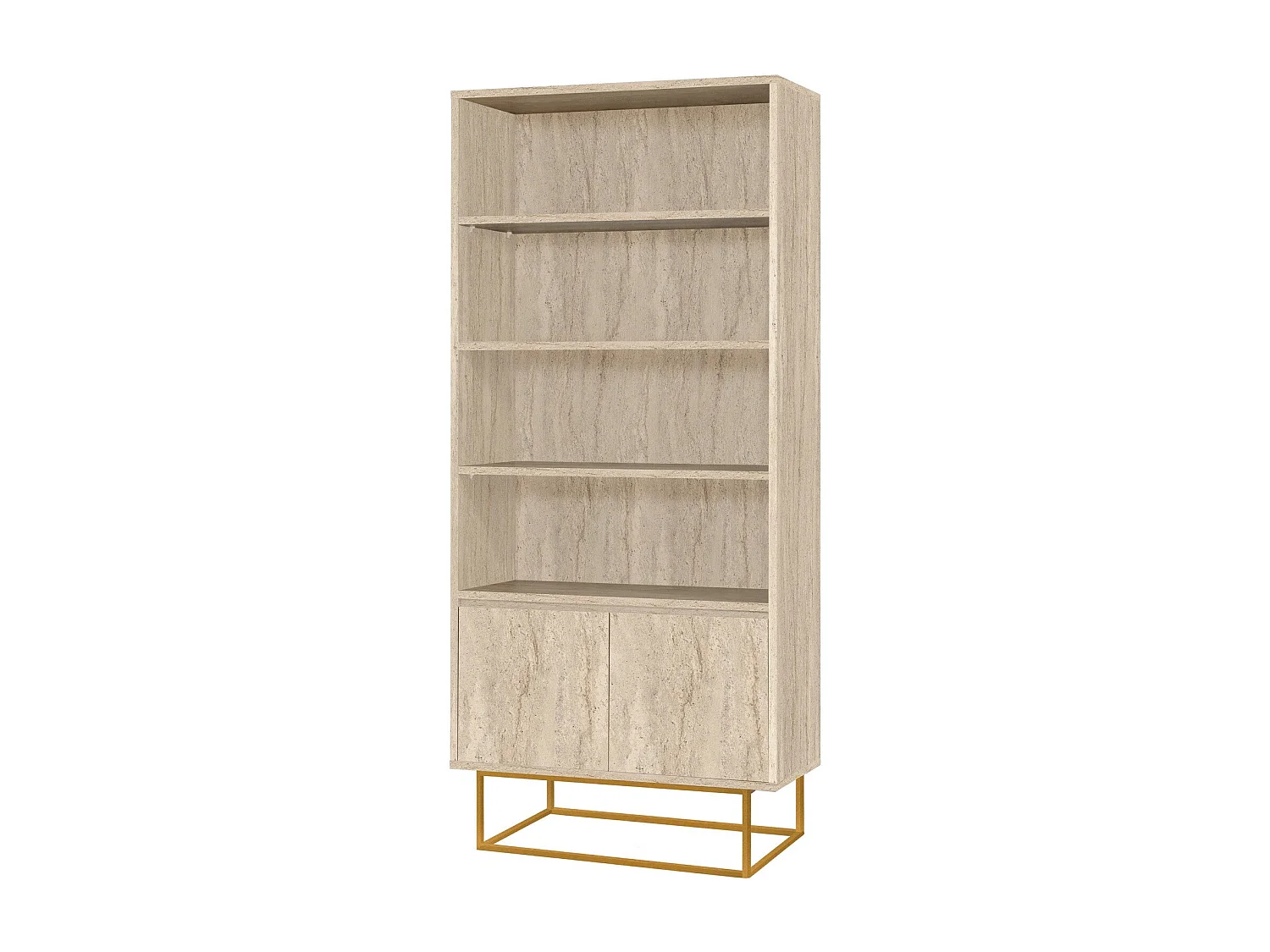 Étagère – 80 x 182 x 36 cm – Travertin – Revêtement 100 % mélaminé avec pieds en métal