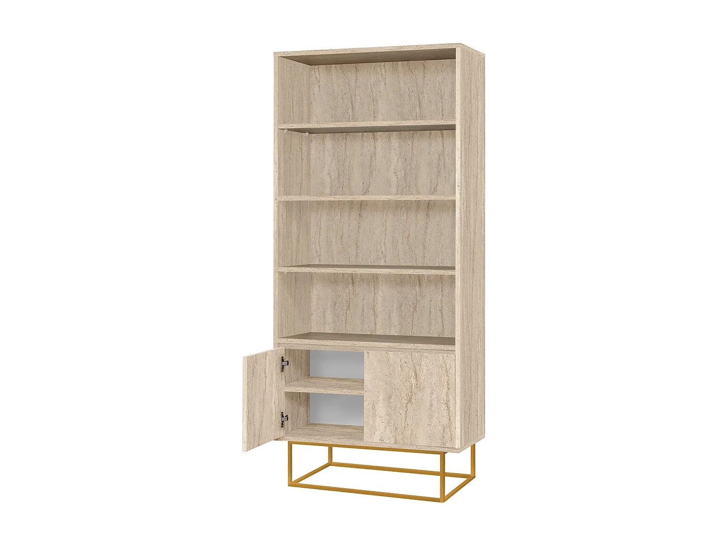 Étagère – 80 x 182 x 36 cm – Travertin – Revêtement 100 % mélaminé avec pieds en métal