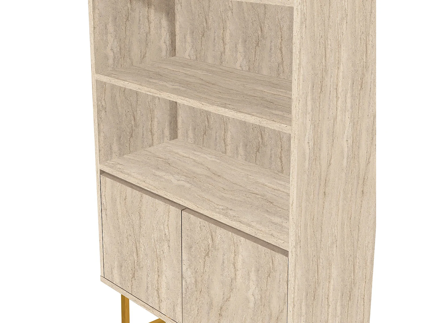 Étagère – 80 x 182 x 36 cm – Travertin – Revêtement 100 % mélaminé avec pieds en métal
