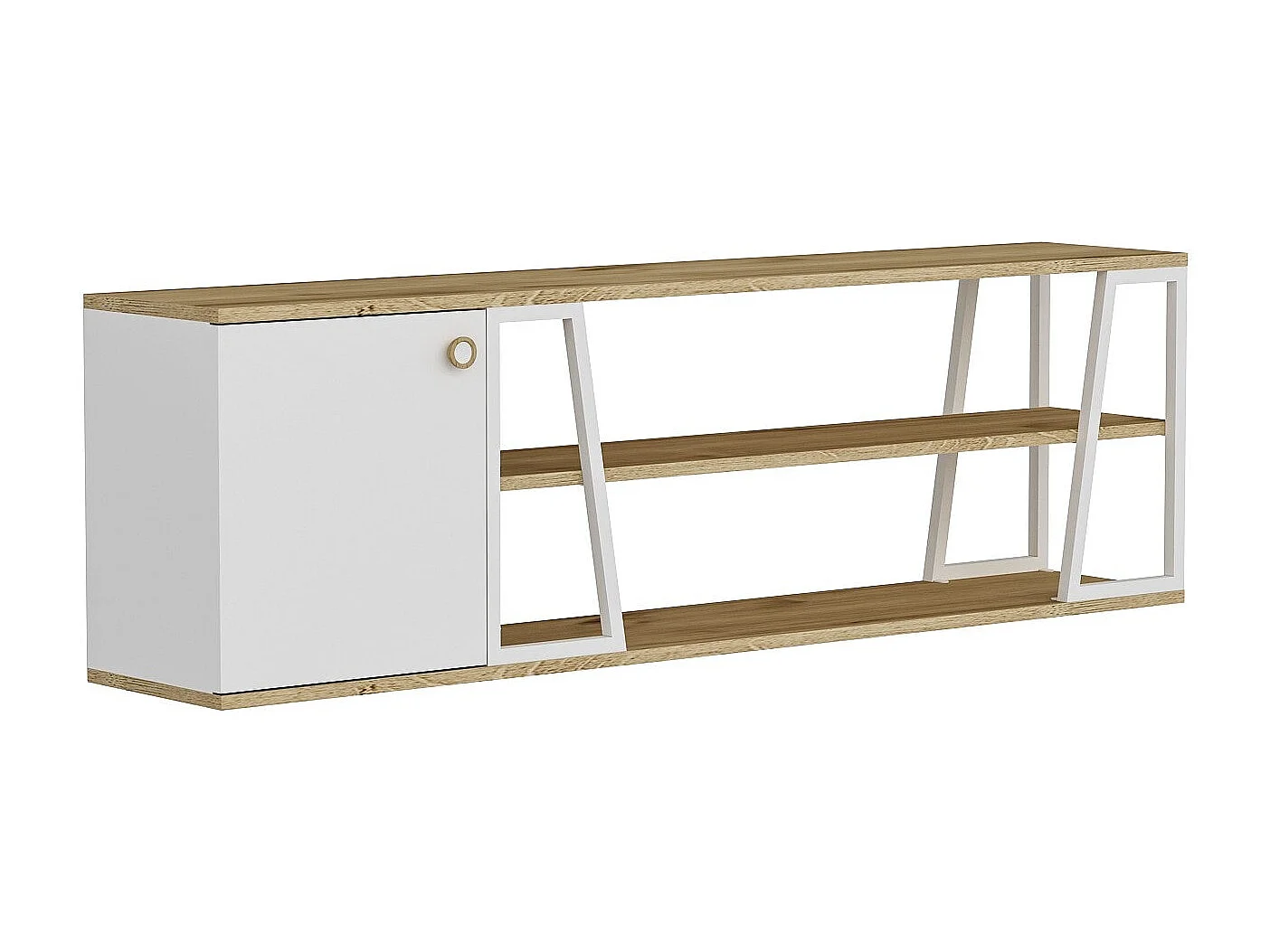 Meuble TV – 160 cm x 30 cm x 48,6 cm – Saphir et Blanc – Panneau de particules et Métal