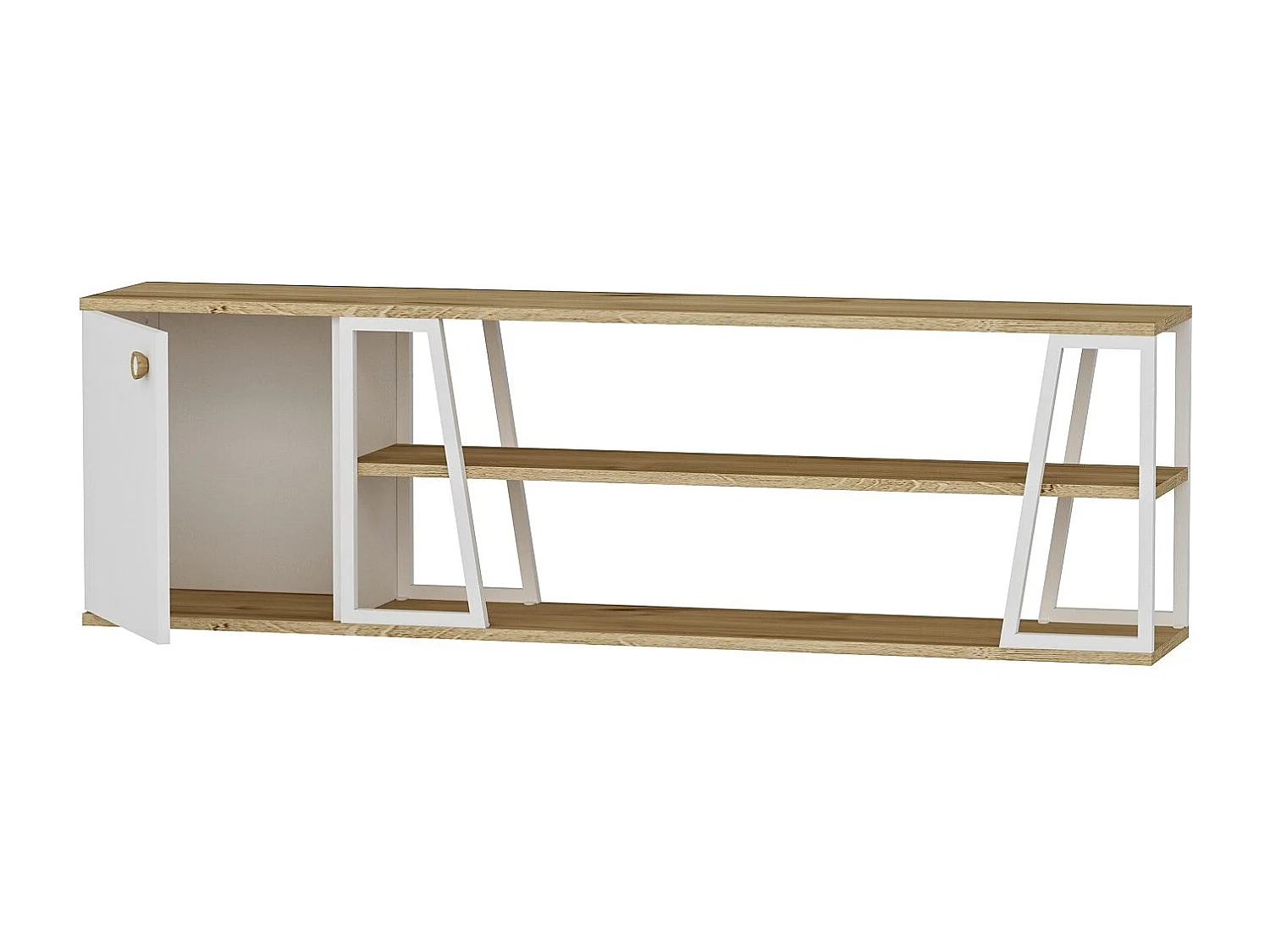 Meuble TV – 160 cm x 30 cm x 48,6 cm – Saphir et Blanc – Panneau de particules et Métal