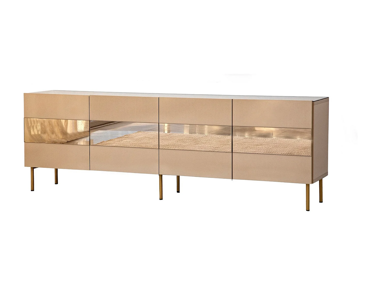 Meuble TV élégant, 180 cm, bronze et or | 100 % MDF, épaisseur 18 mm | Design élégant pour salons modernes, hauteur : 59 cm, profondeur : 35 cm