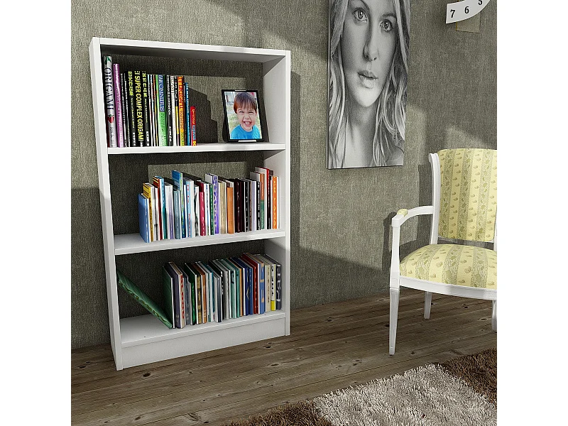 Étagère scandinave – 60 x 100 x 19,5 cm – Blanc – Panneau de particules mélaminé