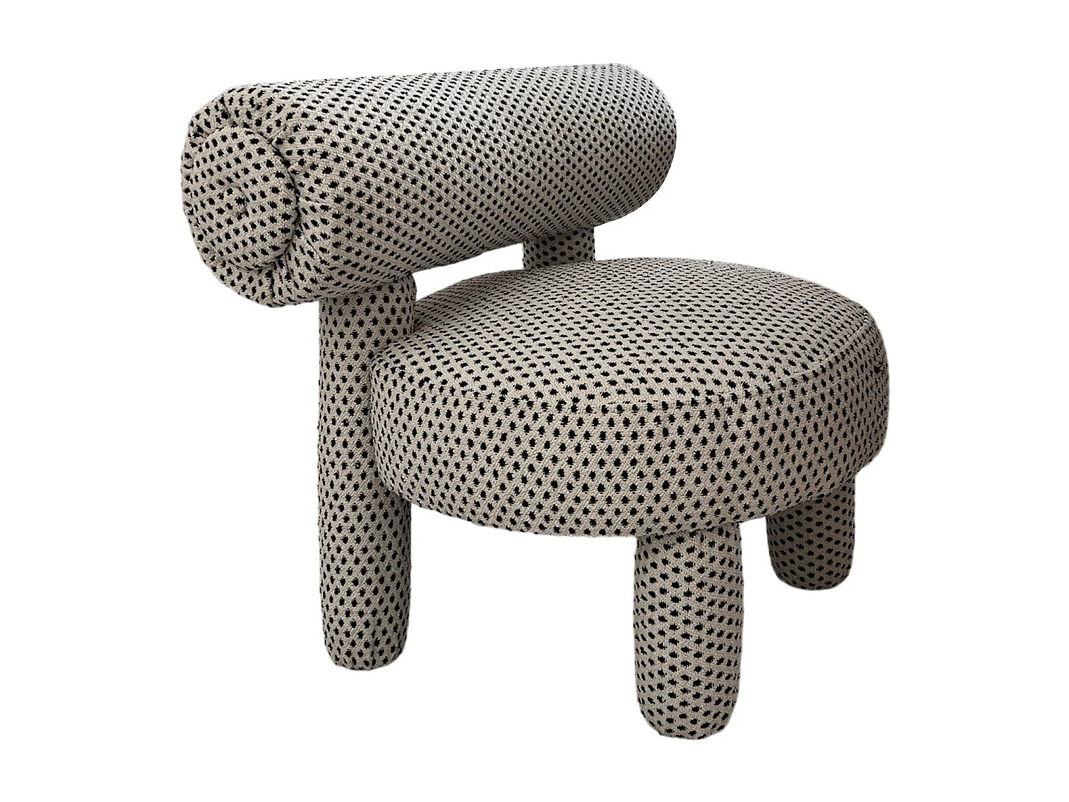 Eleganter schwarz-weißer Sessel, 39 x 58 x 39 cm | Rahmen aus 100 % Karpfenholz, Stoff aus 100 % Polyester | Elegant und bequem für moderne