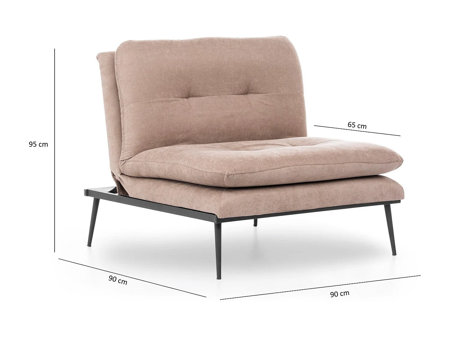 Moderne fauteuil – 90x95x90 cm – nertskleur – 100% metalen frame, linnen stof