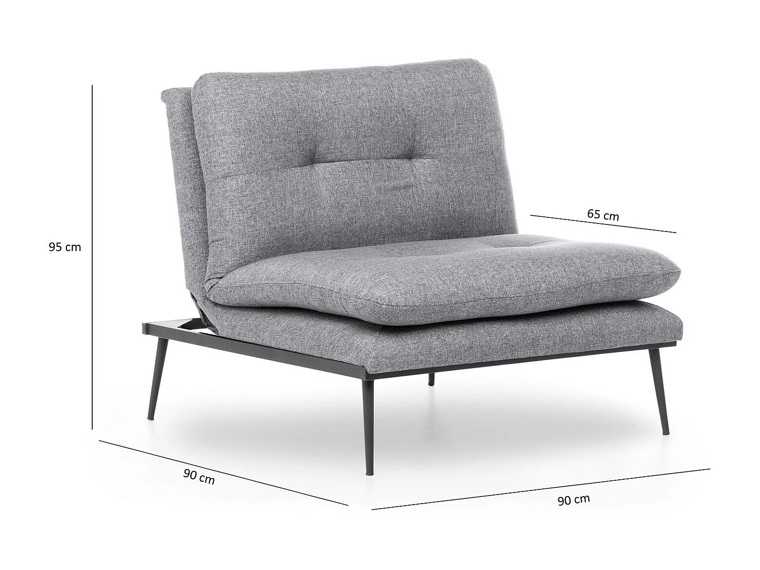 Fauteuil moderne à oreilles – 90 x 95 x 90 cm – gris – tissu lin