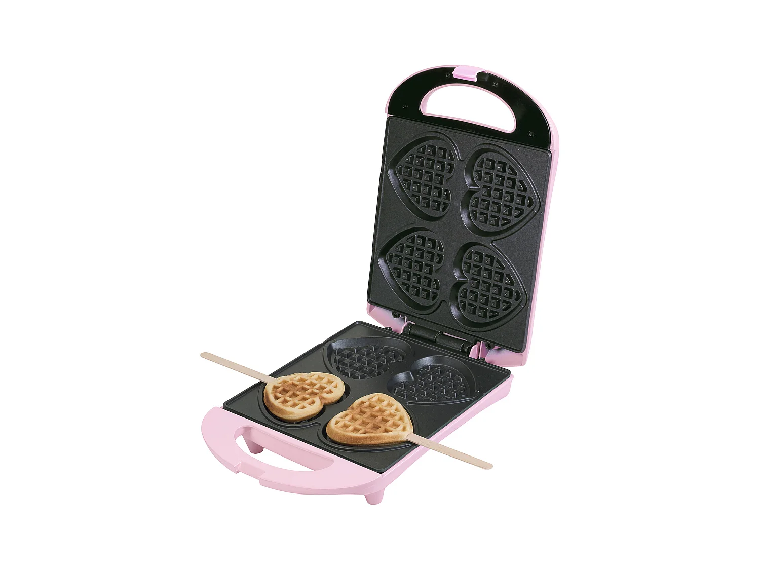 Máquina de Waffles Bestron para Pequenos Waffles em Forma de Coração em Palitos - Design Retrô - 780 W Rosa