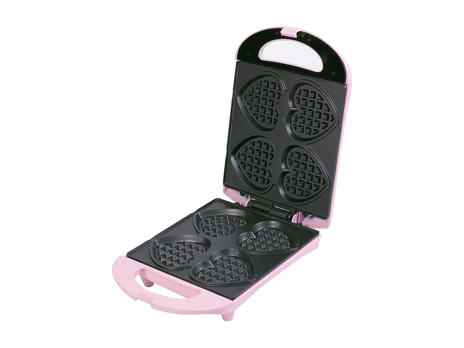 Bestron Wafelijzer voor Kleine Hartvormige Wafels op Stokjes - Retro-Design - 780 W Roze