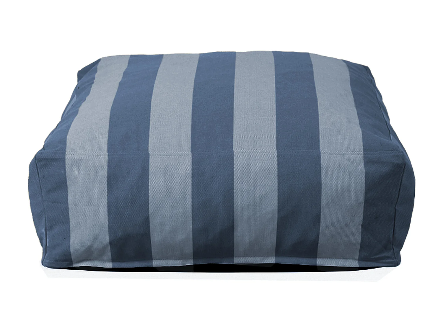 Pouf rayé pour salon de jardin modulable bleu pacific