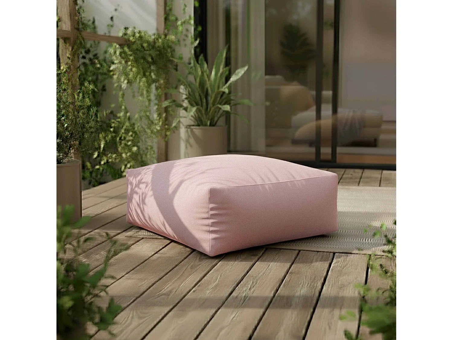 Salon de jardin modulable rayé 5 places rose poudré