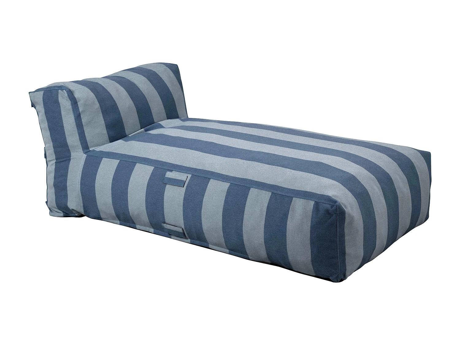 Méridienne rayé pour salon de jardin modulable bleu pacific