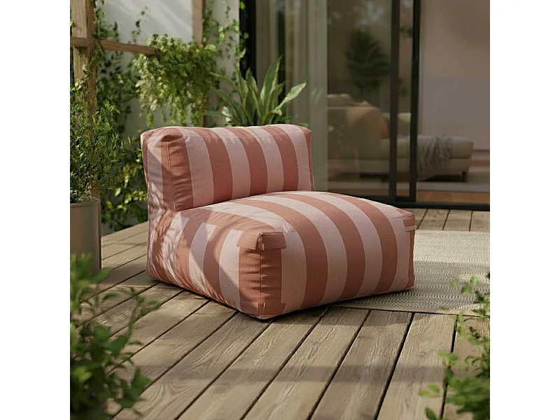 Gestreepte tuinstoel voor modulaire bank terracotta