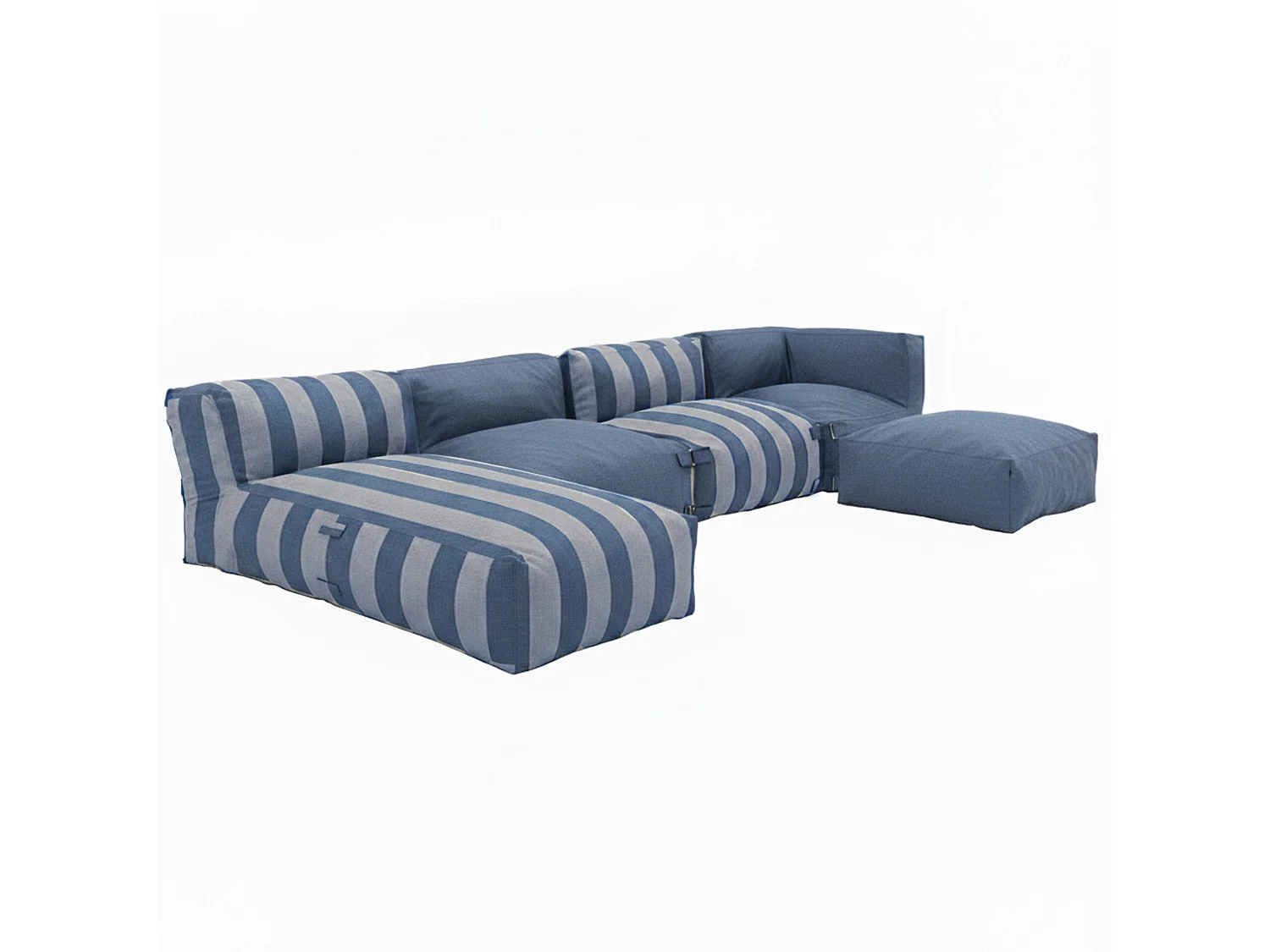 Salon de jardin modulable rayé 5 places bleu pacific