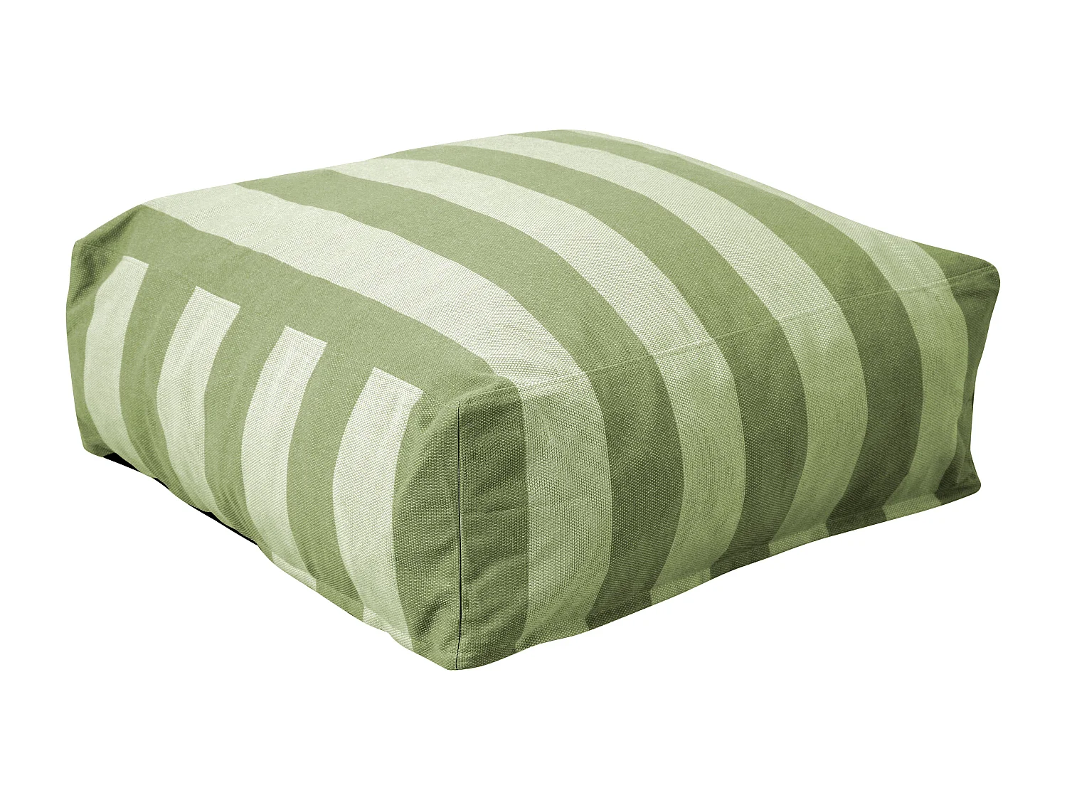 Pouf rayé pour salon de jardin modulable vert cactus