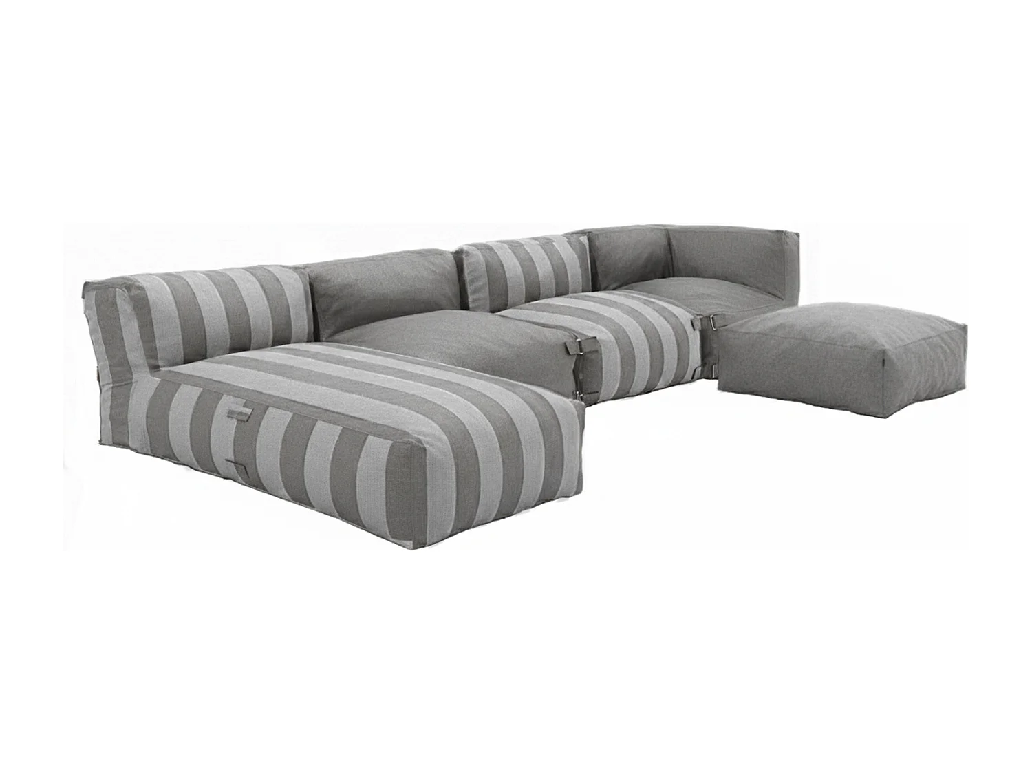 Salon de jardin modulable rayé 5 places gris