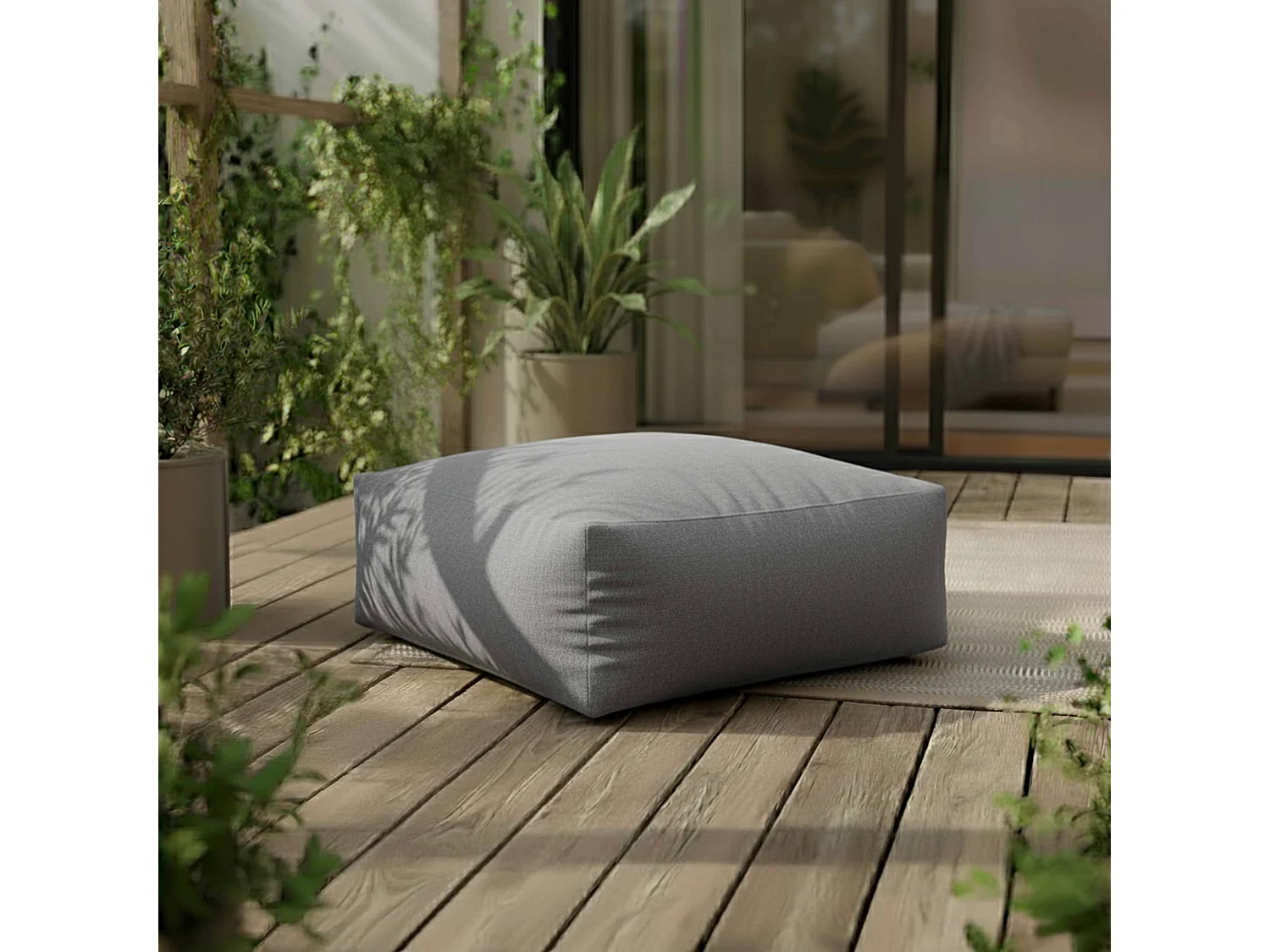 Salon de jardin modulable rayé 5 places gris