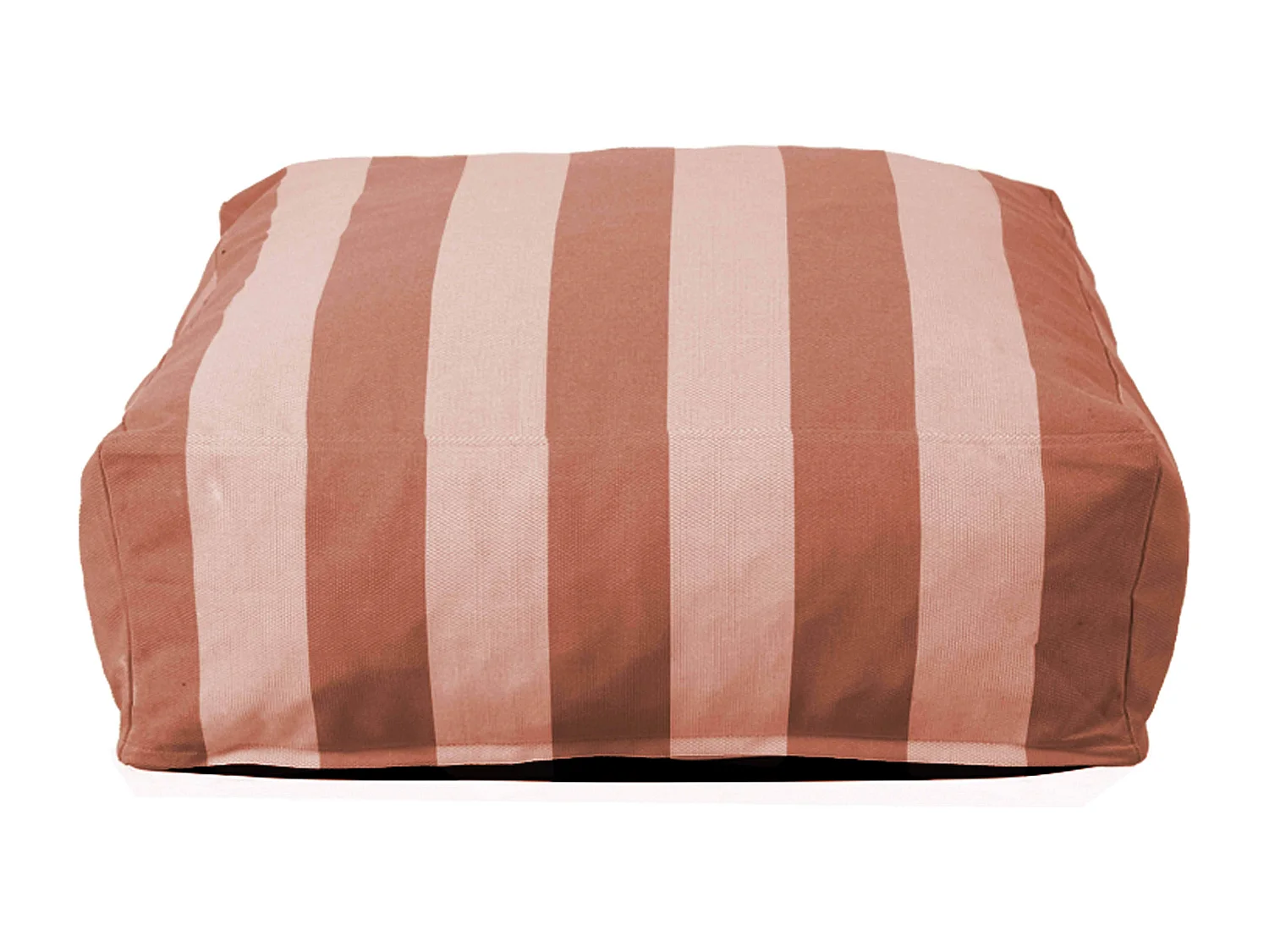 Pouf rayé pour salon de jardin modulable terracotta