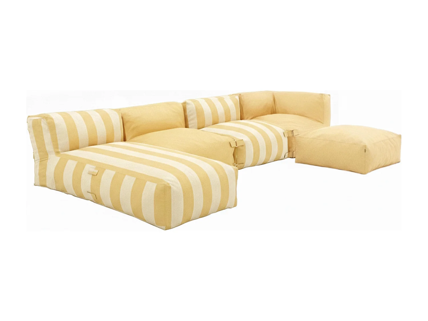 Salon de jardin modulable rayé 5 places jaune clair