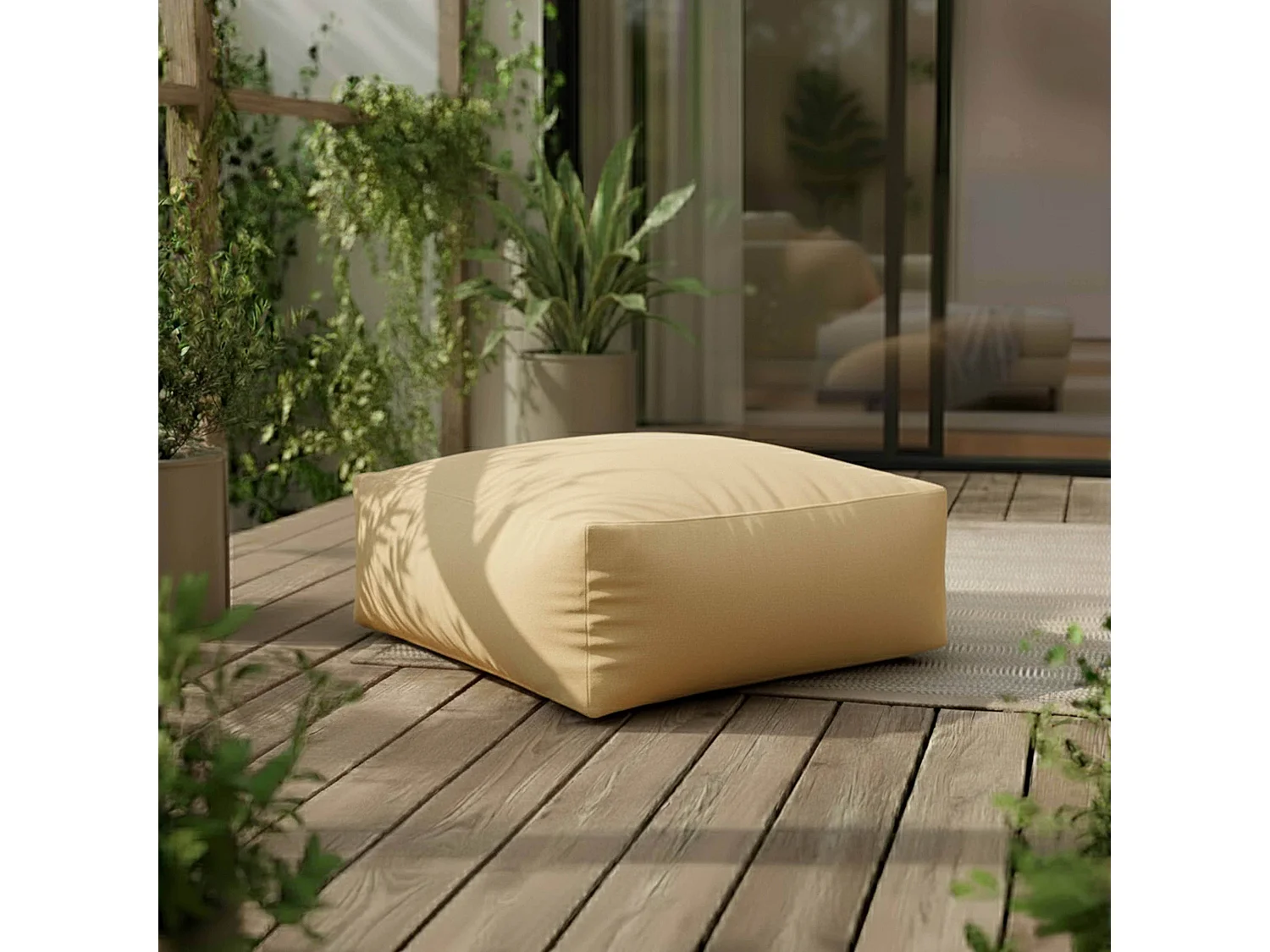 Salon de jardin modulable rayé 5 places jaune clair