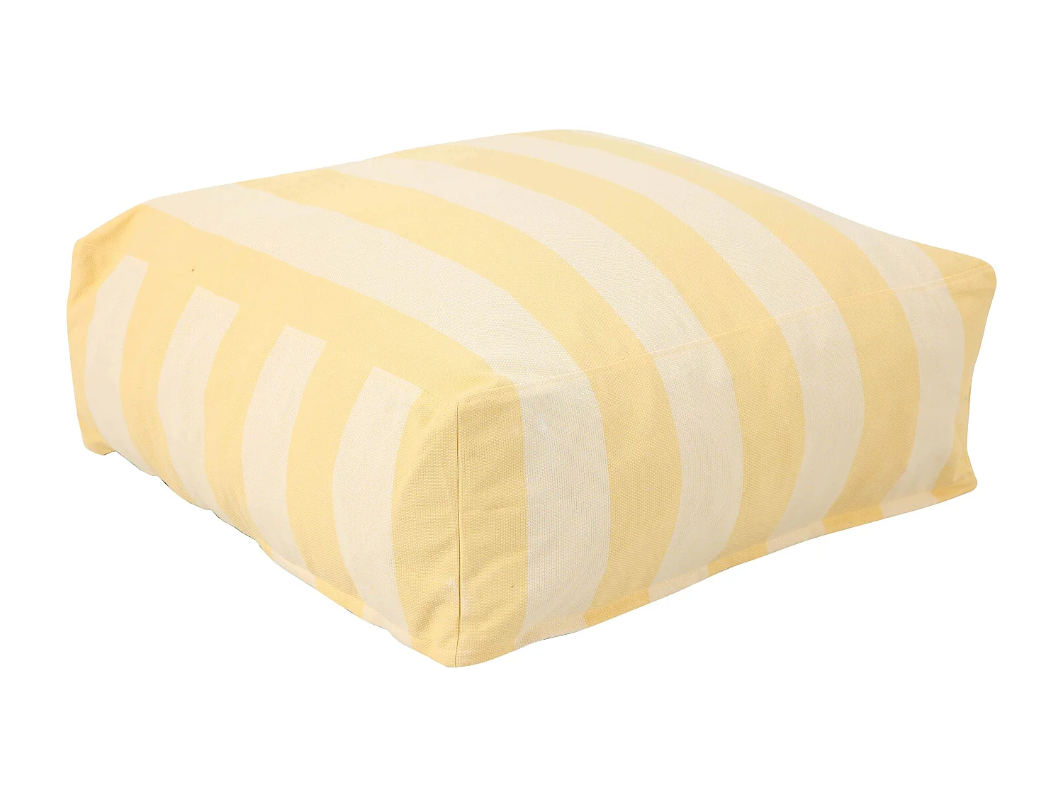 Pouf rayé pour salon de jardin modulable jaune clair