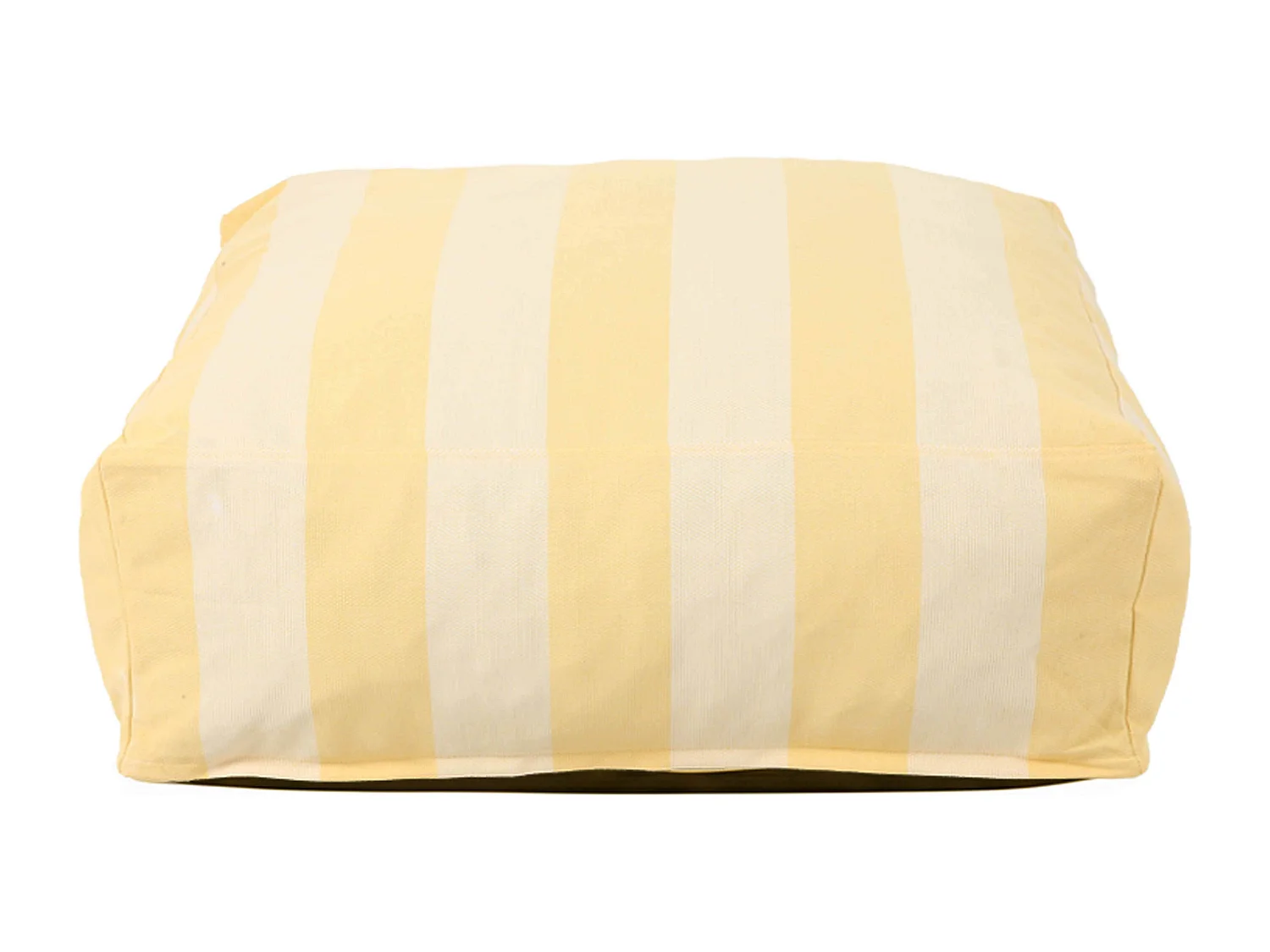 Pouf rayé pour salon de jardin modulable jaune clair