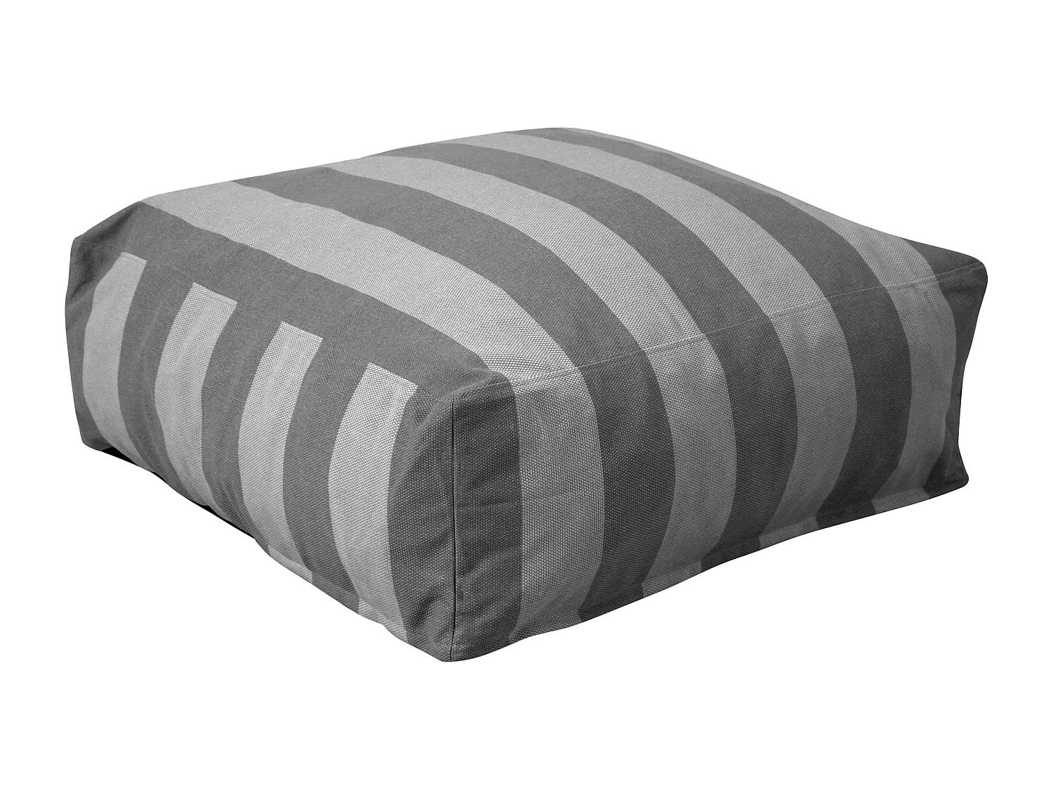 Pouf rayé pour salon de jardin modulable gris anthracite