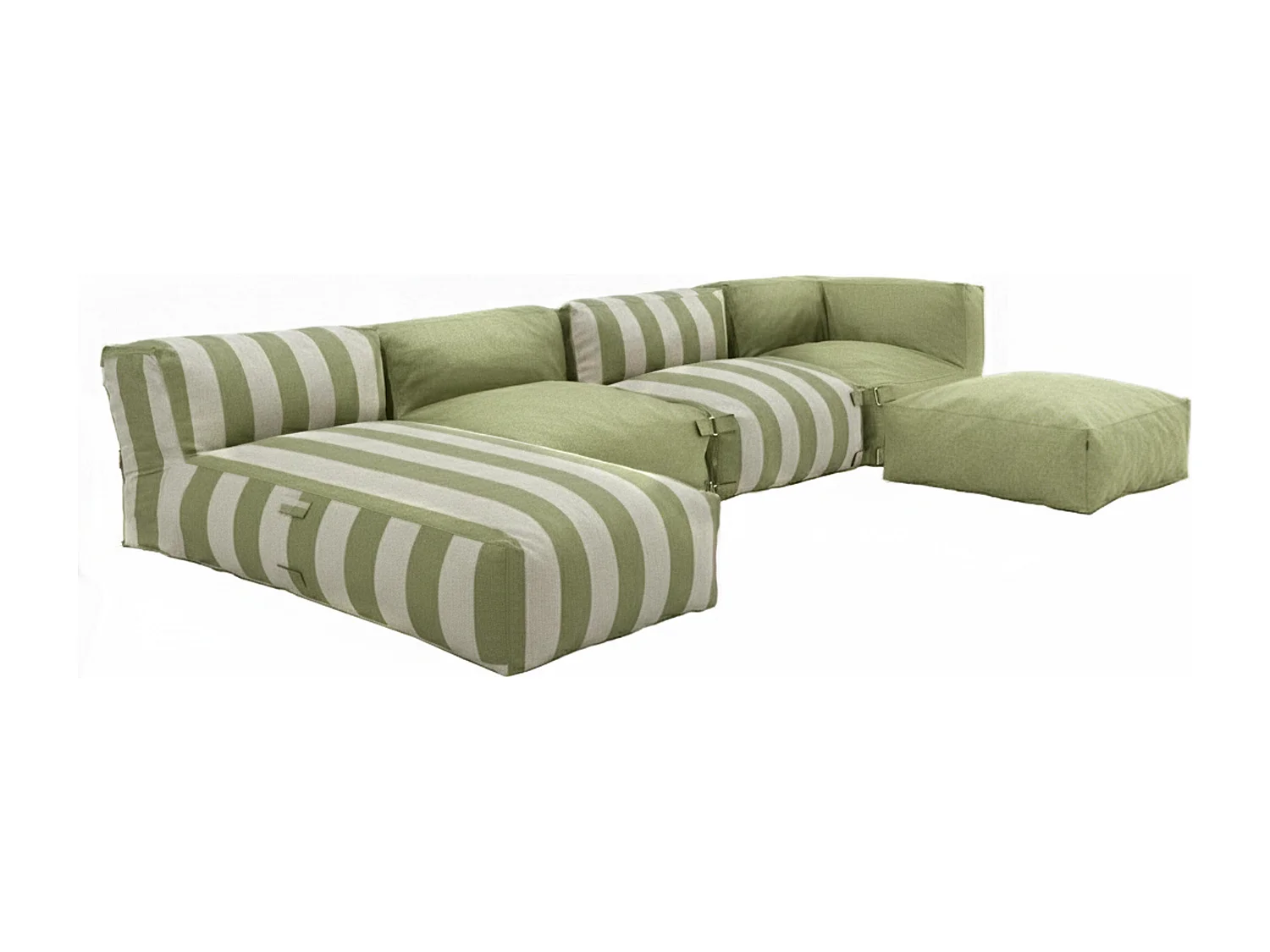 5-zits gestreepte modulaire tuinset in antracietgrijs